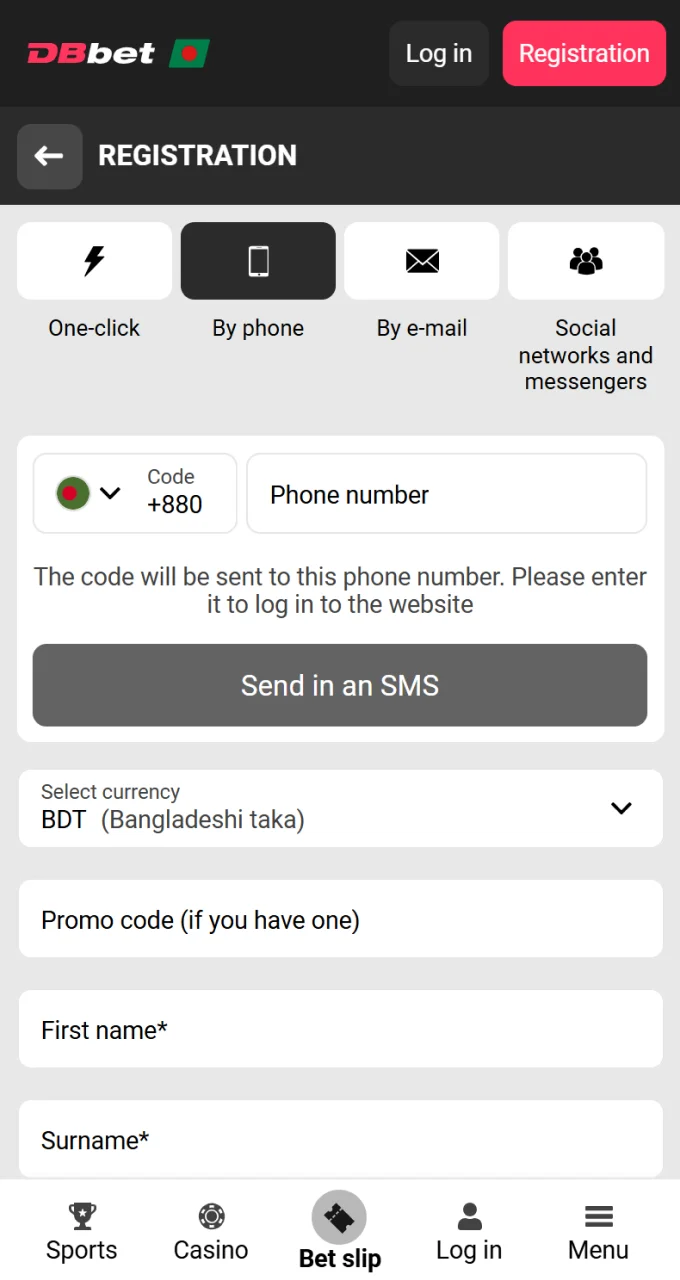 Create your personal profile on DBbet to start betting on your favorite sports.